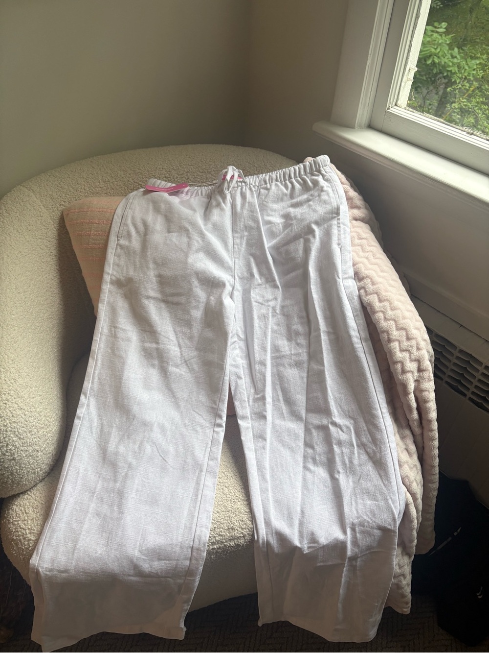 Edikted White Wide-Leg Linen-Blend Trousers